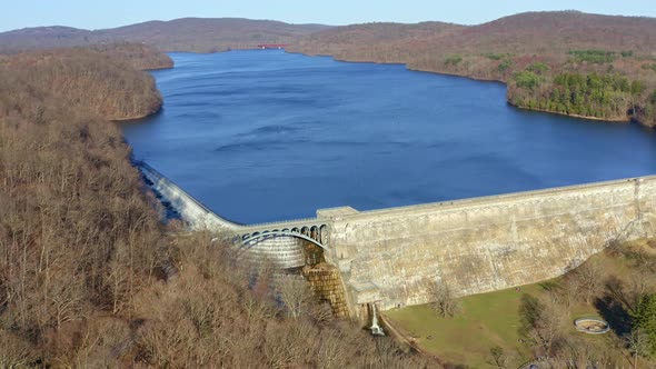 New Croton Reservoir, New York. Aerial backward