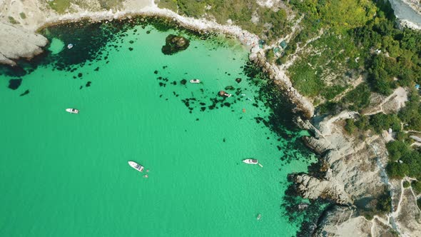 Aerial View of Beautiful Baunty Beach Located on Cape Fiolent in Balaklava Sevastopol