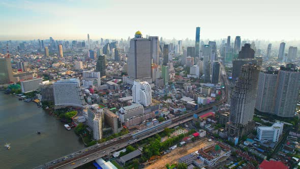 4K UHD : Bangkok thailand aerial city view drone footage over the city