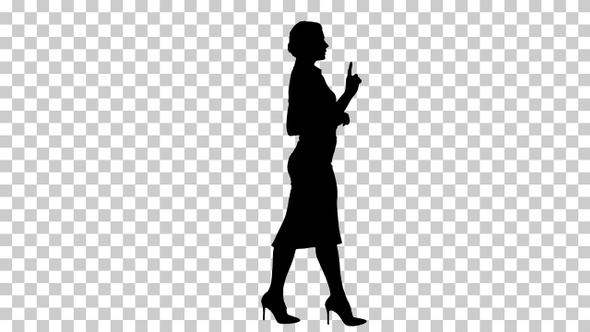 Silhouette Woman walking, Alpha Channel