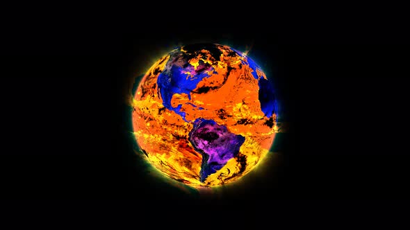 Burning Planet Earth Rotated