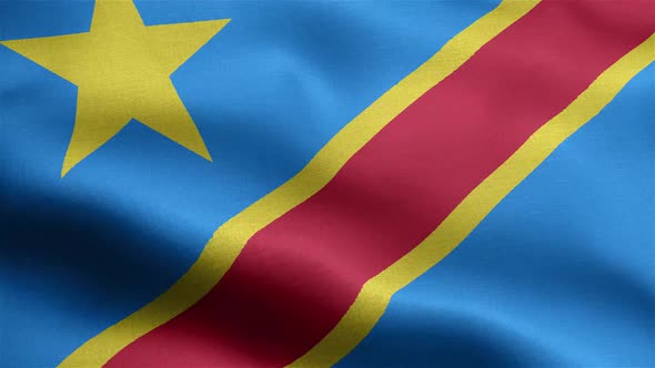 Democratic Republic Of Congo Flag Seamless Closeup Waving Animation