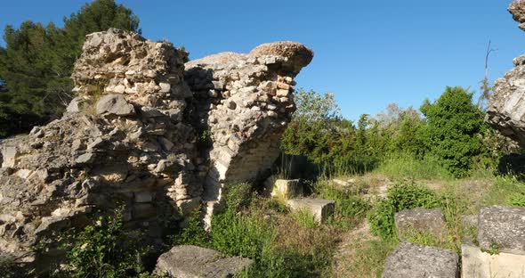 Barbegal aqueduct, Roman ruins in Fontvielle, Provence, Southern France