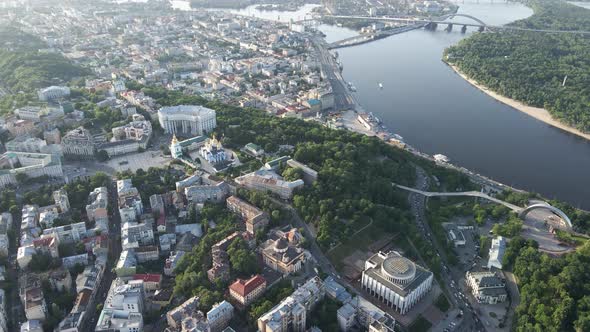 Kyiv, Ukraine. Aerial View. Slow Motion