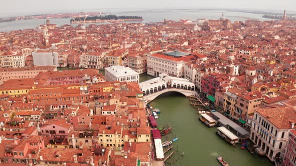 narrow canals and orange rooftops in Venice