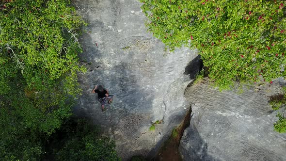 Climber on a beautiful rock wall