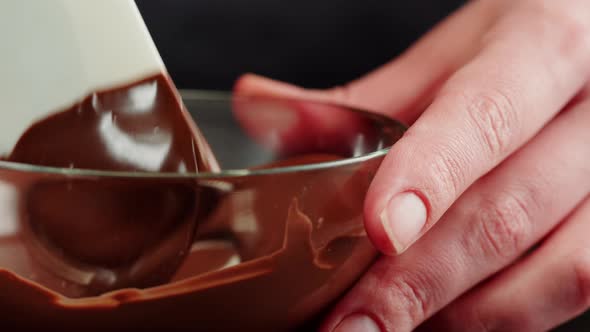Melted Chocolate Closeup Melting Chocolate Bar for Fondue