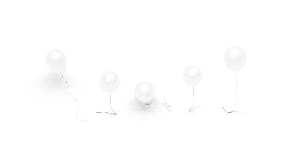 Blank white balloon flying animation, different views