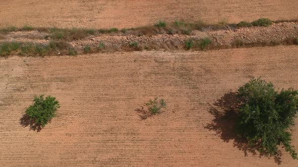 Aerial pan along countryside