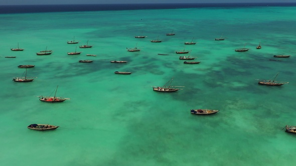 Fishing boats off the coast of Africa in the Indian Ocean