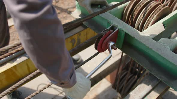 Workers Installing Supply Pipeline System Close Up