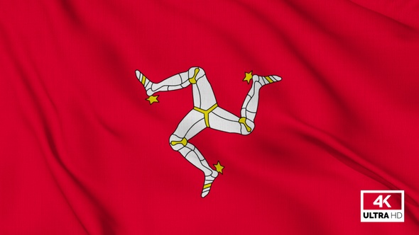 Isle Of Man Flag Waving Slowly Looped