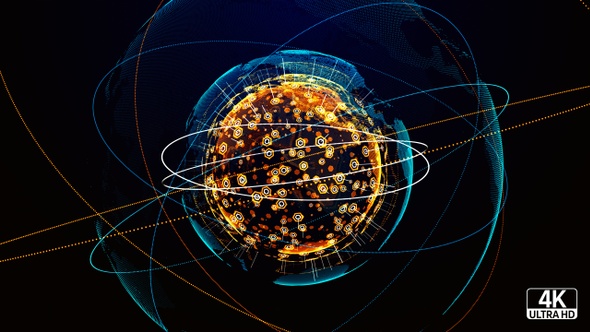 Abstract 4K Digital Data Globe Network