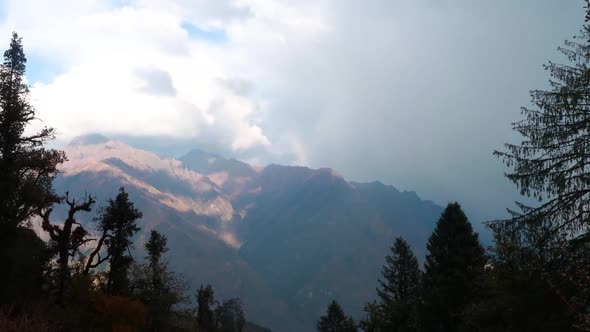 Himalaya timelapse taken from mountains of Uttarakhand evening clouds sunset cinematic