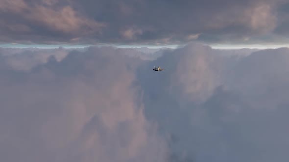 F18 Military Airplane and Clouds