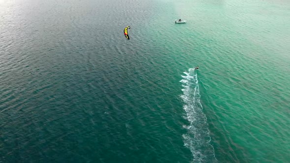 Aerial of Kite Boarder in Kaneohe Bay