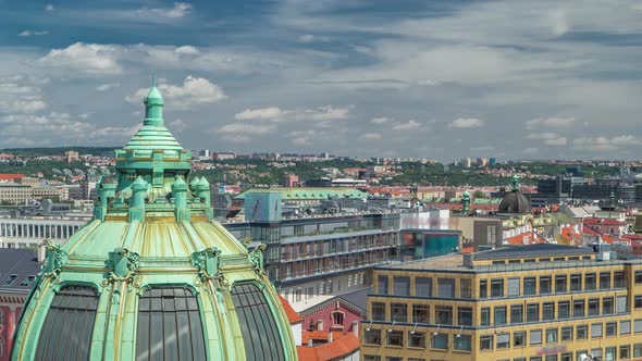 View From the Height Powder Tower in Prague Timelapse