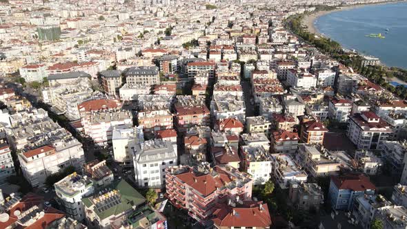 Aerial View Alanya Turkey  Resort Town Seashore