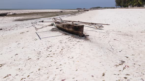 Shore of Zanzibar Island Tanzania at Low Tide Slow Motion