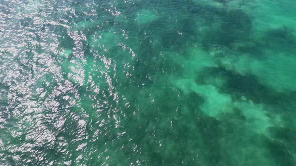 Aerial of the blue ocean around the Florida Keys