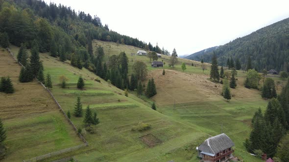 Aerial View of the Carpathian Mountains in Autumn. Ukraine