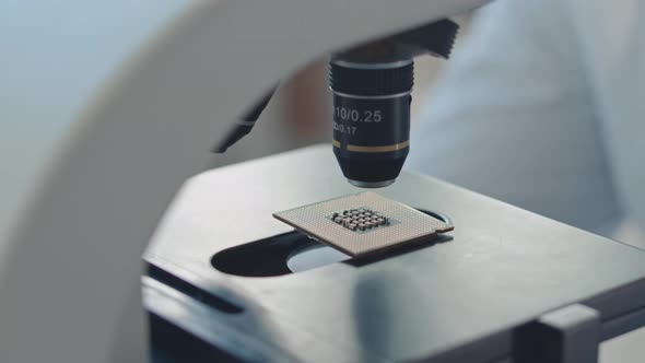 Computer Chip under Microscope