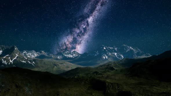 Milky Way Over the Mountain Peaks