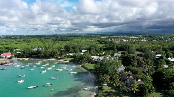 Boats at bay of Cap Malheureux, Mauritius