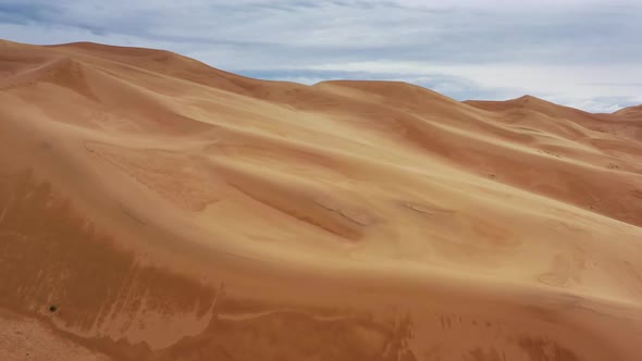 Aerial View of Sand Dunes in Gobi Desert Mongolia