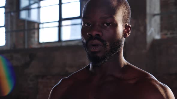 Portrait of black sport man after functional workout at gym