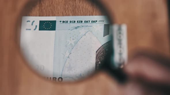 20 Euro Under Magnifying Glass