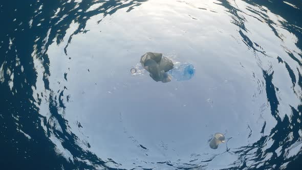 Plastic Waste Floating in the Ocean