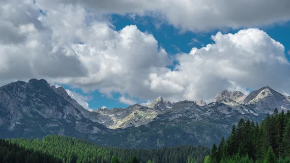 View on Rocky Mountains with Clouds in Canada