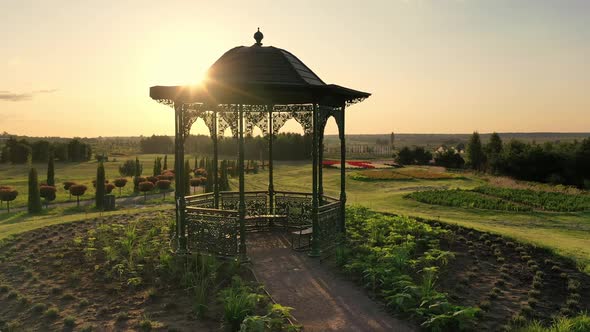 Scenic Landscape of Beautiful Summer Park Dobropark at Sunrise Motyzhyn Ukraine