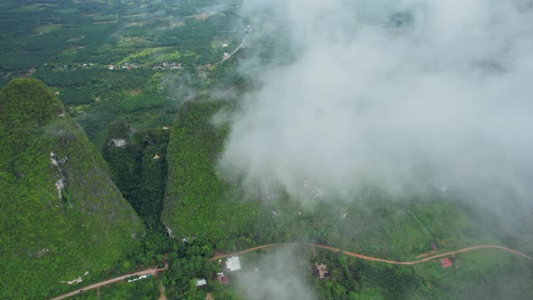 Drone fly over beautiful mountains (Heaven's Gate of Chumphon)