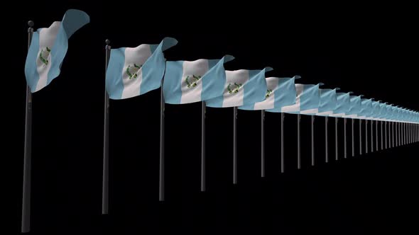 Row Of Guatemala Flags With Alpha 2K