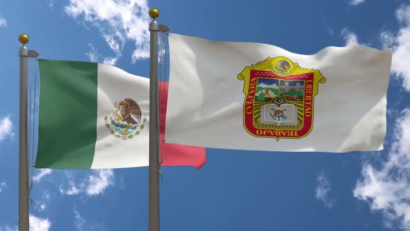 Mexico Flag Vs State Of Mexico Flag On Flagpole