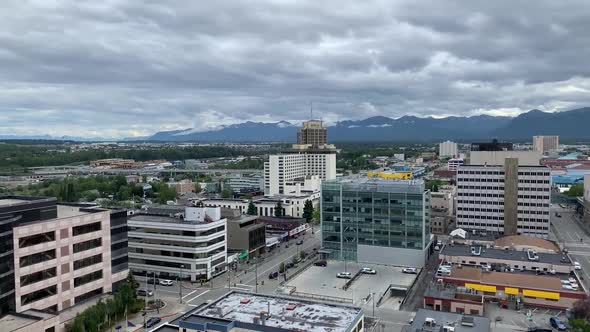 Downtown Anchorage Alaska on cloudy day
