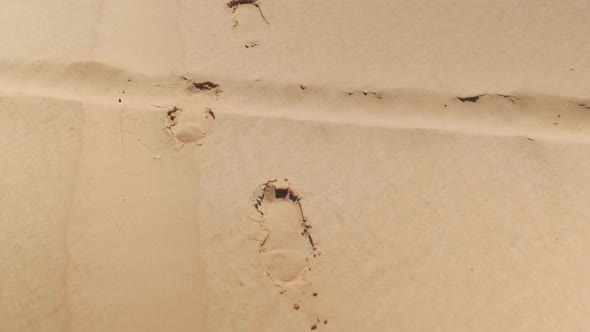 Closeup of Feet Walking in the Sand