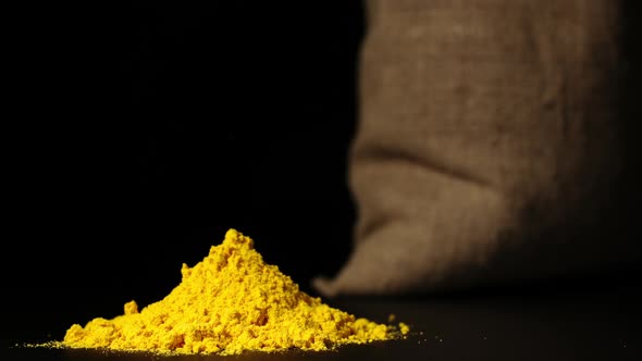 Turmeric Powder Heap Growing Near A Sac