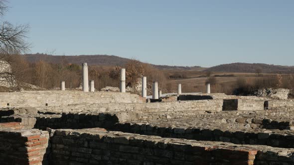 GAMZIGRAD, SERBIA - DECEMBER 25, 2017 Felix Romuliana built by Roman Emperor Galerius slow tilting v