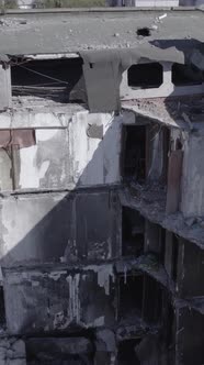 Vertical Video of a House Destroyed By the War in Ukraine