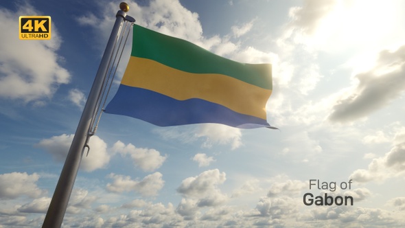 Gabon Flag on a Flagpole - 4K