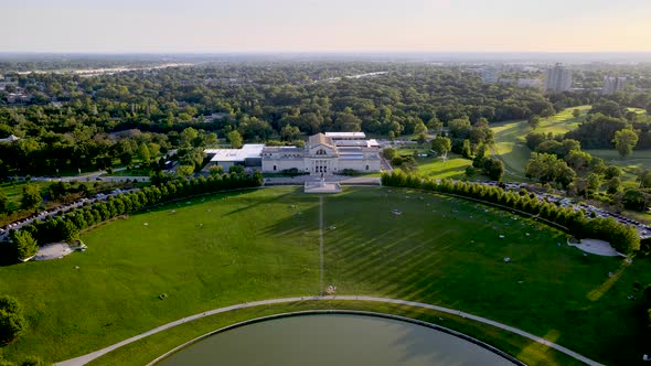 Prestigious Campus Building at Washington University in St. Louis, Missouri. Aerial Drone view