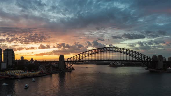 Sydney Bridge and Opera House at Sunrise