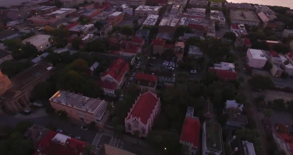 Aerial Flyover of French Huguenot Church in Charleston SC