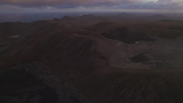 Drone Over Of Lava Flow From Fagradalsfjall Volcano