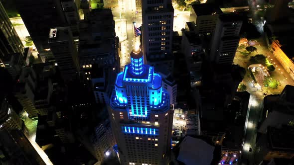 Night scape downtown Sao Paulo Brazil. Night city landscape of downtown district