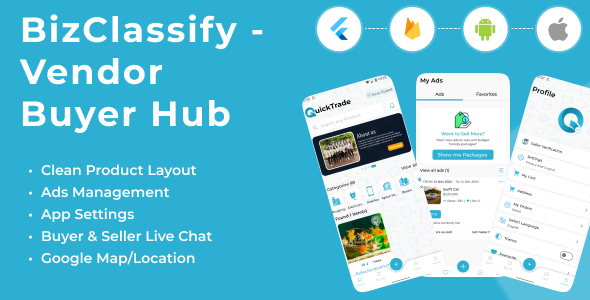 BizClassify – Secure Marketplace & Classifieds Vendor Buyer Hub | Flutter & Firebase