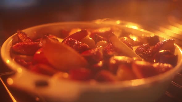 Dessert baking in oven